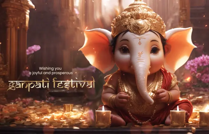 Vibrant 3D Ganesh Chaturthi Wishes Template